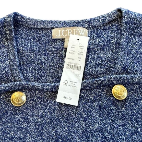 J. Crew Sweater Shell with Buttons in Merino-linen Blend Blue Medium NWT - Picture 5 of 6